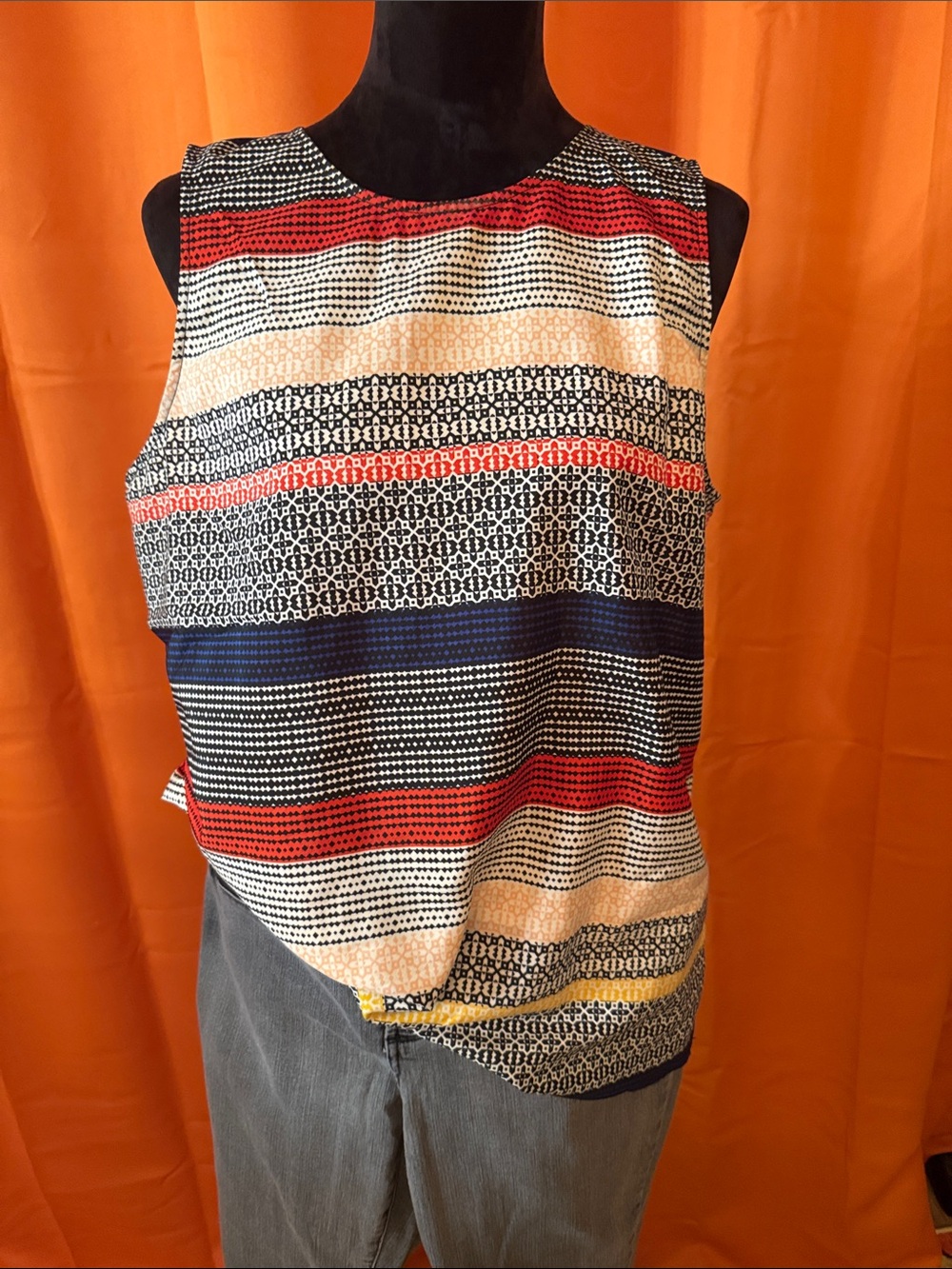 Striped Sleeveless Women’s Top in Red, Navy, Cream